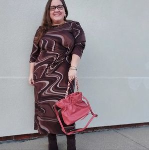 Asos Design Maternity brown swirl knit dress size 14